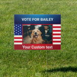 Funny Political Personalized Pet Election 2024 Garden Sign<br><div class="desc">Add a humourous twist to the 2024 election season with a personalized pet election sign featuring your dog! This funny political parody sign allows you to showcase your furry friend as a candidate, bringing a lighthearted and unique touch to the campaign trail. Perfect for pet lovers and those looking to...</div>