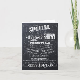 Funny Politically Correct Chalk Christmas Card -We