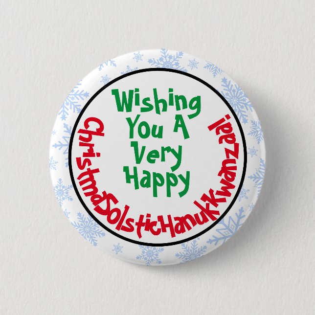Funny Politically Correct Inclusive Holiday 2 Inch Round Button (Front)