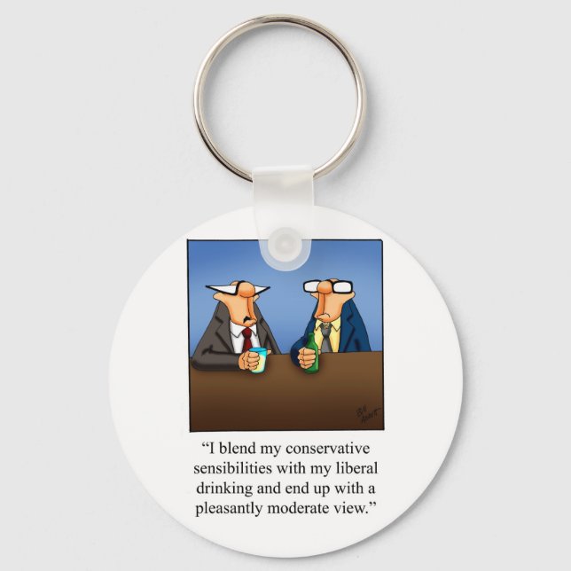Funny Politics and Drinking Cartoon Gift! Keychain (Front)