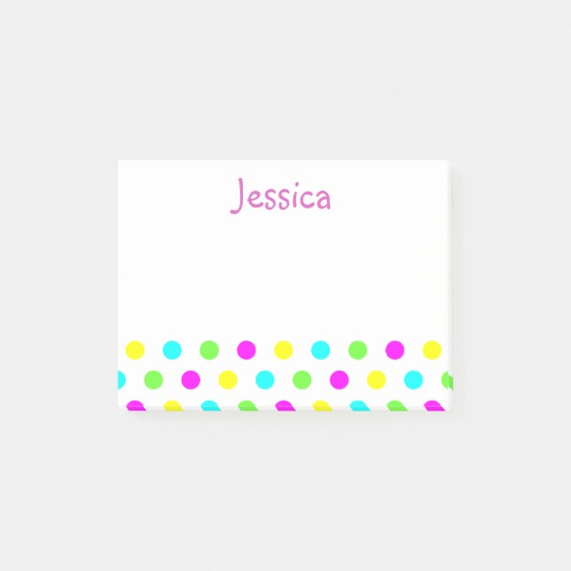 Funny Polka Dots on White Girly Name Post it Notes (Front)