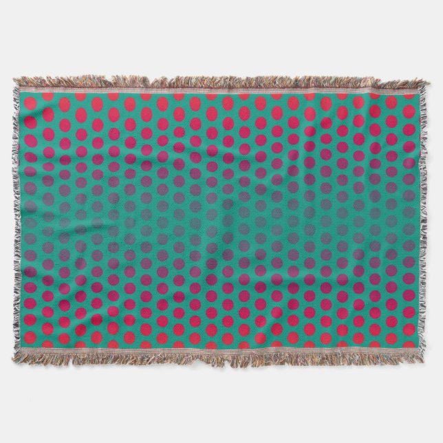 Funny Polka Dots Pattern green red + your idea Throw Blanket (Front)