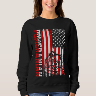 Funny Pomeranian American Flag Dog Dad Dog Mom Sweatshirt