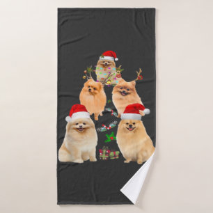 Funny Pomeranian Christmas Tree Decor Ornament Cos Bath Towel