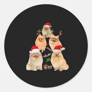 Funny Pomeranian Christmas Tree Decor Ornament Cos Classic Round Sticker