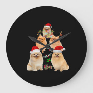 Funny Pomeranian Christmas Tree Decor Ornament Cos Large Clock
