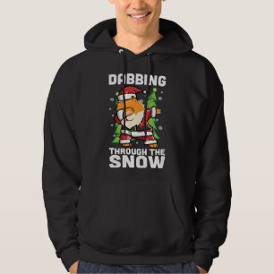 Funny Pomeranian Dabbing Through The Snow Dab Chri Hoodie