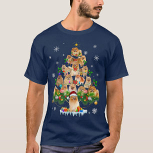 Funny Pomeranian Dog Christmas Tree Lights Dog Xma T-Shirt