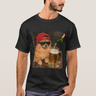 Funny Pomeranian Drinking Beer Puppy Dog Meme Men T-Shirt