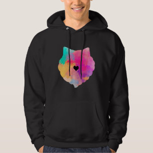 Funny Pomeranian Heart Dog Art Watercolor Hoodie