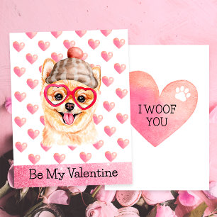 Funny Pomeranian I Woof You Dog Valentine's Day Holiday Card