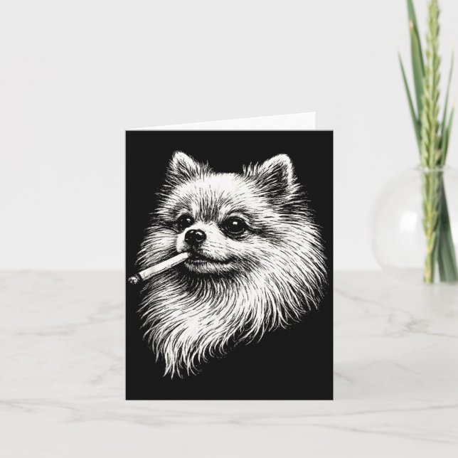 Funny Pomeranian Smoking Meme Dog Card (Front)