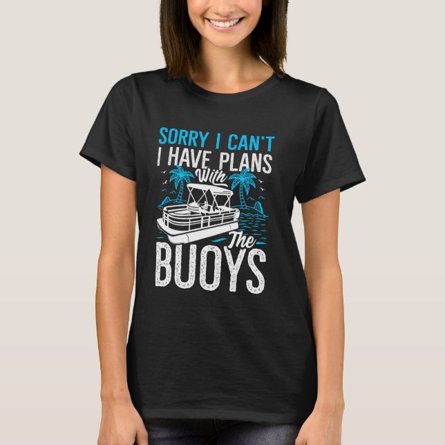 Funny Pontoon Boat Art For Grandpa Boating Men Pon T-Shirt (Front)
