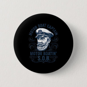 Funny Pontoon Boat Captain Dad Motor Boat Captain 2 Inch Round Button