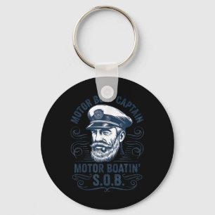 Funny Pontoon Boat Captain Dad Motor Boat Captain Keychain