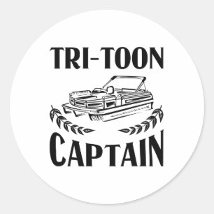 Funny Pontoon Boat Captain Gift Men Cool Tri-toon  Classic Round Sticker