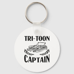 Funny Pontoon Boat Captain Gift Men Cool Tri-toon  Keychain
