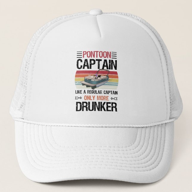 Funny Pontoon Captain Pontooning Gift Trucker Hat (Front)
