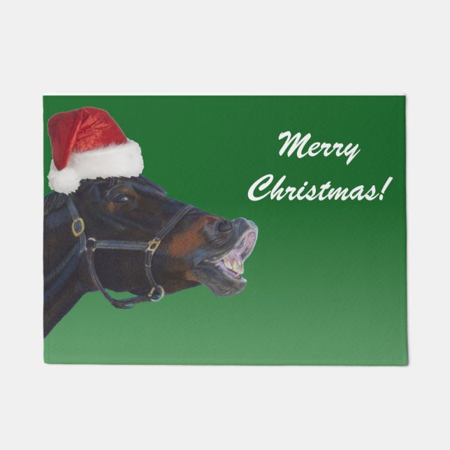 Funny Pony Merry Christmas Doormat (Front)