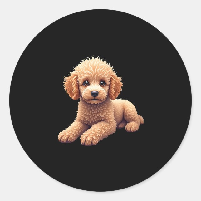 Funny Poodle Animal Lover Dogs Graphic Cute Dog Ow Classic Round Sticker (Front)