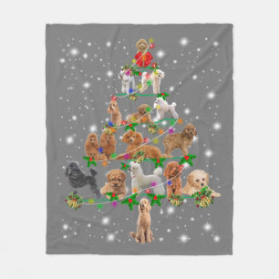 Funny Poodle Christmas Tree Decor Ornament Costume Fleece Blanket