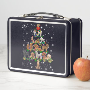 Funny Poodle Christmas Tree Decor Ornament Costume Metal Lunch Box