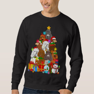 Funny Poodle Christmas Tree Lights Gift Dog Lover Sweatshirt