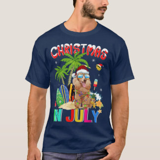 Funny Poodle Dog in Santa Hat Sunglasses Christmas T-Shirt