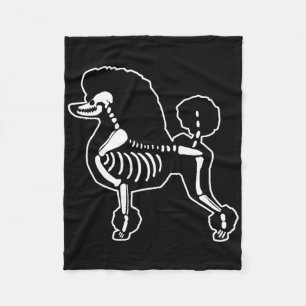Funny Poodle Dog Skeleton Halloween Doodle Dogs Lo Fleece Blanket
