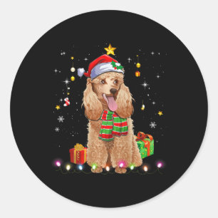 Funny Poodle Dog Tree Christmas Sweater Xmas Dogs  Classic Round Sticker