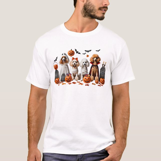 Funny Poodle Halloween Dog Lover T-Shirt (Front)