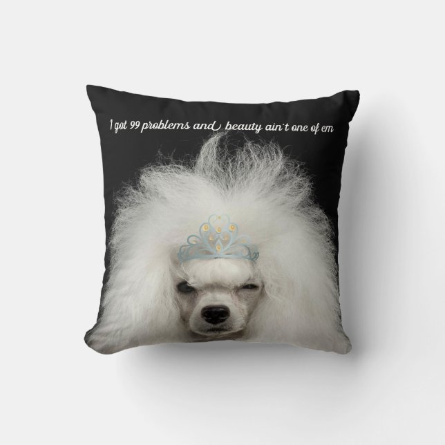 Funny Poodle Humour Throw Pillow (Front)