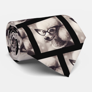 Funny Poodle with Glasses Nerd Neck Tie