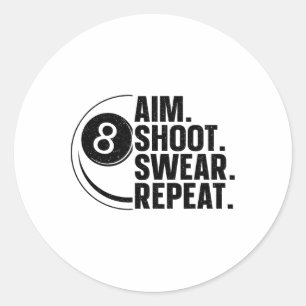 Funny Pool Art For Men Women Billiards Lover Pool Classic Round Sticker