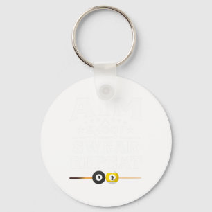 Funny Pool Billiard Aim Shoot Swear Repeat Billiar Keychain