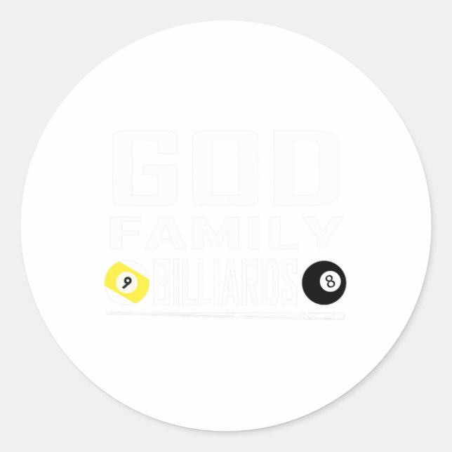 Funny Pool Billiard God Family Billiards Gift  Classic Round Sticker (Front)