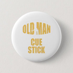 Funny Pool Billiard Player Snooker Old Man With A 2 Inch Round Button