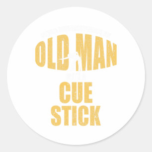 Funny Pool Billiard Player Snooker Old Man With A  Classic Round Sticker