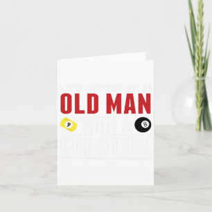 Funny Pool Billiards Player Old Man With Cue Stick Card