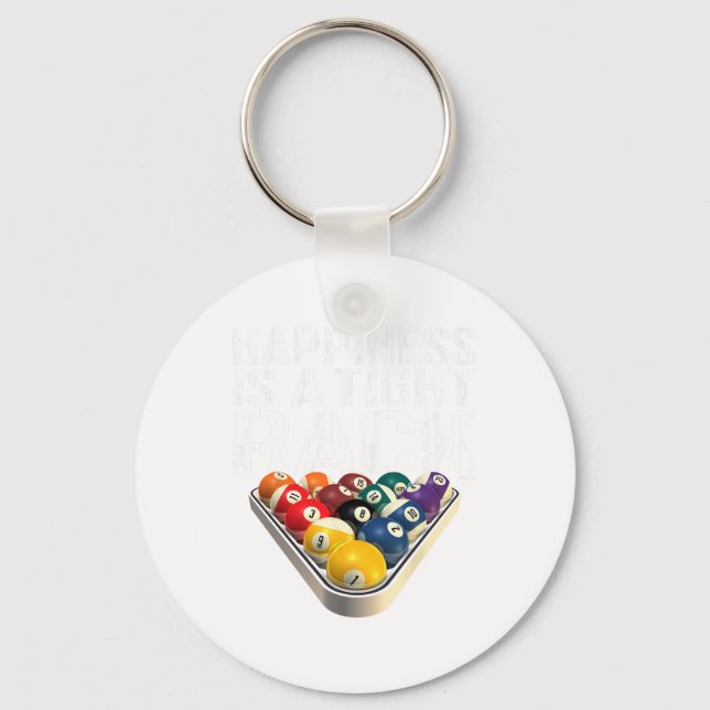 Funny Pool Billiards Tight Rack Tee  Keychain (Front)