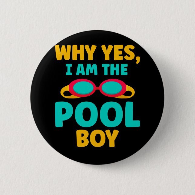 Funny Pool Boy Swimmer Fun Swimming 2 Inch Round Button (Front)