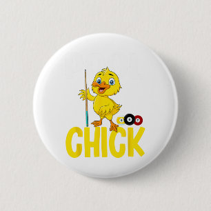 Funny Pool Chick 8 Ball Women Cute Billiards Ladie 2 Inch Round Button