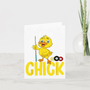 Funny Pool Chick 8 Ball Women Cute Billiards Ladie Card