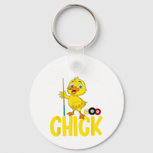 Funny Pool Chick 8 Ball Women Cute Billiards Ladie Keychain