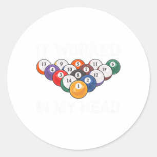 Funny Pool Design For Men Women Billiards Lover Po Classic Round Sticker