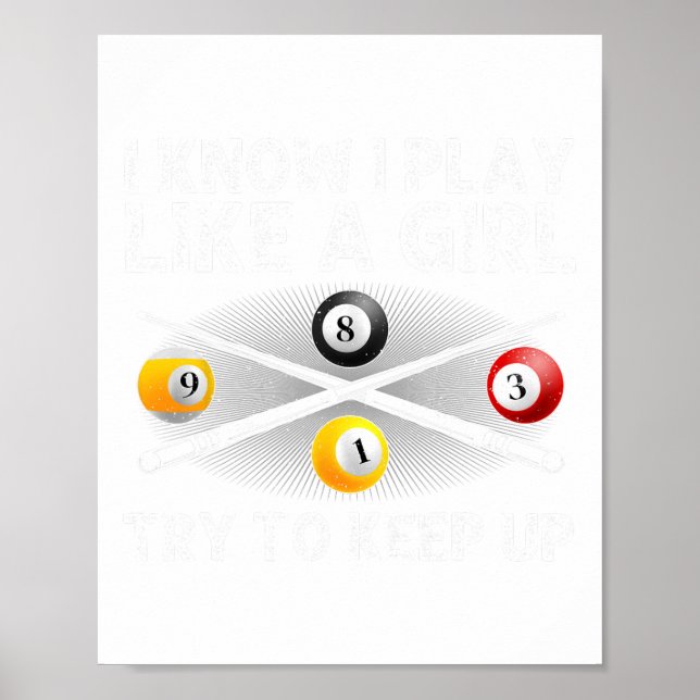 Funny Pool Design For Women Girls Billiards Pool P Poster (Front)