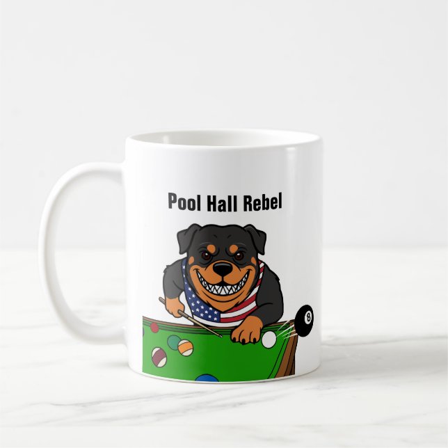 Funny Pool Hall Rebel Rottweiler Coffee Mugs (Gauche)