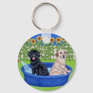Funny Pool Party Labradors Keychain