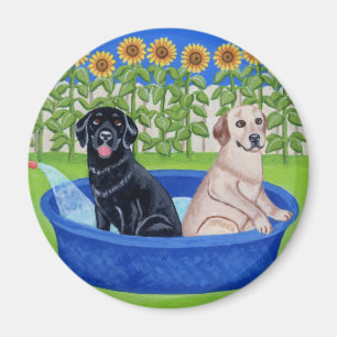 Funny Pool Party Labradors Magnet