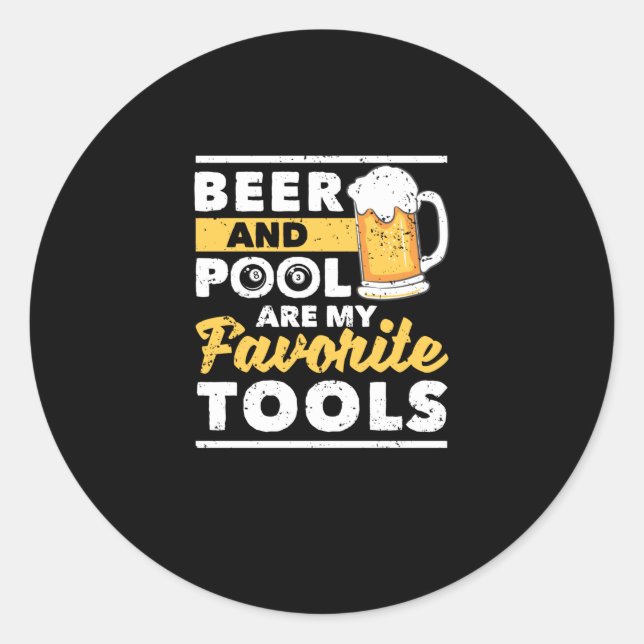 Funny pool player billiards 8 ball billiards classic round sticker (Front)